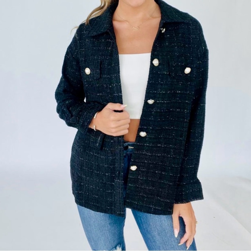 Andree Black Tweed Shacket Size 2XL
